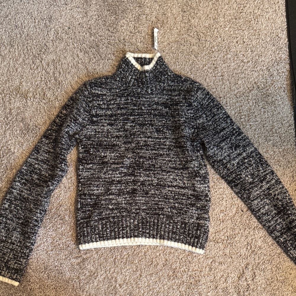 Madewell Black & White Marled Turtleneck Sweater